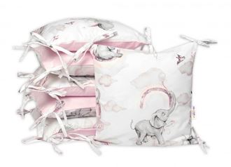 Obrázok z Bavlnený vankúšikový mantinel, Slon a dúha, ružová/biela
