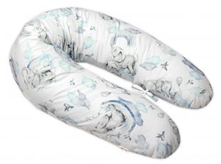 Obrázok Dojčiace bavlnený vankúš - relaxačná poduška, Slon a Dúha, modrý