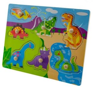 Obrázok Drevené zábavné puzzle vkladacie 30x22, 5cm - Dinosaury