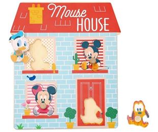 Obrázok Drevené puzzle, domček pre najmenších Mickey a priatelia, 24 x 30 cm