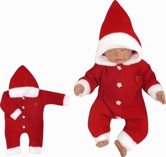 Obrázok z Detský pletený overálok s kapucňou Baby Santa, červený