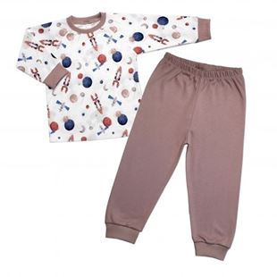 Obrázok Detské pyžamo 2D sada, tričko + nohavice, Cosmos, , béžová/biela