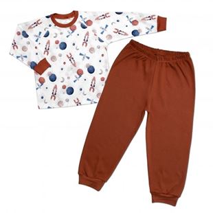 Obrázok Detské pyžamo 2D sada, tričko + nohavice, Cosmos, , hnedá/biela