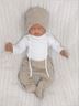 Obrázok z 5 - dielna pletená dojčenská súpravička so šatkou - béžová, biela