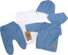 Obrázok z 5 - dielna pletená dojčenská súpravička so šatkou - modrá, biela