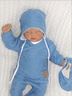 Obrázok z 5 - dielna pletená dojčenská súpravička so šatkou - modrá, biela