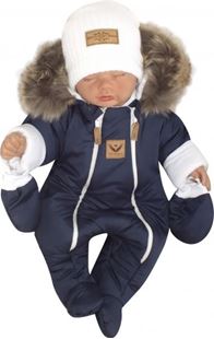 Obrázok Zimná kombinéza s dvojitým zipsom, kapucňou a kožušinou + rukavičky, Angel - granát