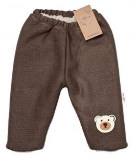 Obrázok Oteplené pletené nohavice Teddy Bear, , dvojvrstvové, hnedé