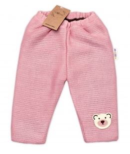 Obrázok Oteplené pletené nohavice Teddy Bear, , dvojvrstvové, ružové