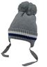 Obrázok z Dvojvrstvová zimná čiapka s brmbolcom na zaväzovanie, - šedá, veľ. 42 - 44 cm