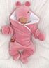 Obrázok z Zimný dojčenský velúrový overal s bavlnenou podšívkou - púdrový
