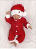 Obrázok z 2 - dielna sada Pletený overal + čiapočka Baby Santa, červený