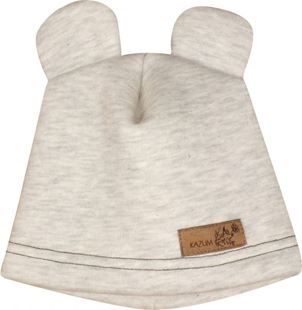 Obrázok Teplá detská čiapka, bavlnená s uškami, šedá