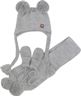 Obrázok z Pletená čiapka s brmbolcami, šálom a rukavičky 3v1, sivá