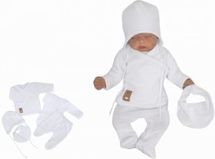 Obrázok 5 - dielna pletená dojčenská súpravička so šatkou - biela
