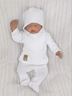 Obrázok z 5 - dielna pletená dojčenská súpravička so šatkou - biela