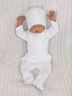 Obrázok z 5 - dielna pletená dojčenská súpravička so šatkou - biela