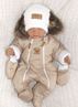 Obrázok z Zimná kombinéza s dvojitým zipsom, kapucňou a kožušinou + rukavičky, Angel - béžový