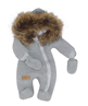 Obrázok z Zimná kombinéza s kapucňou a kožušinou + rukavičky, šedá