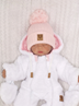 Obrázok z Zimná obojstranná kombinéza s kapucňou + rukavičky, ružovo - biela
