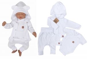 Obrázok Novorodenecká sada 4D, body kr. rukáv, tepláčiky, kabátik a čiapočka Z&amp;Z, biela