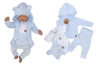 Obrázok Novorodenecká sada 4D, body kr. rukáv, tepláčiky, kabátik a čiapočka Z&amp;Z, modrá