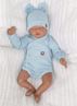 Obrázok z Sada do pôrodnice 4D, rebrovaná, body, polodupačky, kabátik a čiapočka, modrá