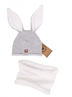 Obrázok z Dojčenská bavlnená čiapočka Zajačik s nákrčníkom, šedá/biela