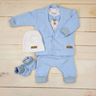 Obrázok z Bavlnená sada, body, nohavice, motýlik a čiapka Elegant Boy 5D, , modrá/biela