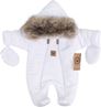 Obrázok z Zimná kombinéza s dvojitým zipsom, kapucňou a kožušinou + rukavičky, Angel - biela