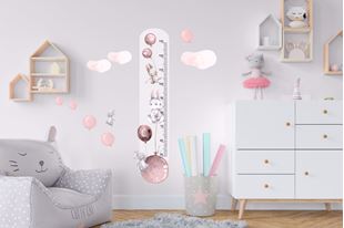 Obrázok Meter na stenu - Zajačikov a balóniky Ružová