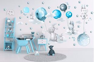 Obrázok Zajačikov, balóniky, mráčiky a hviezdičky Modrá