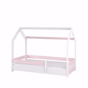 Obrázok Detská posteľ Domček 160x80 cm Biela + Ružová