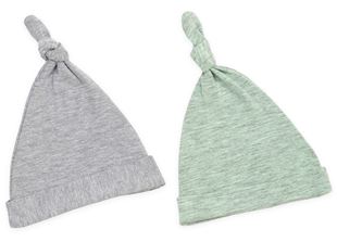 Obrázok Detské čiapky 2-4 mesiace - sada dvoch kusov pastelová šedá/pastelová mintová