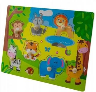 Obrázok z Drevené zábavné puzzle vkladacie - Zoo malé, 30x22cm