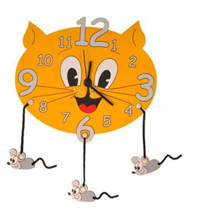 Obrázok Detské drevené hodiny Mačka s myškami