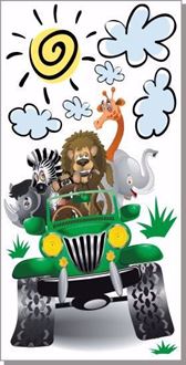 Obrázok z Zelený jeep safari zvieratká, príroda samolepka na stenu