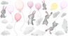 Obrázok z Samolepka na stenu Malí zajačikov a balóniky Ružová