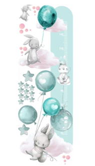 Obrázok z Meter na stenu - Zajačikov a balóniky Tyrkysová