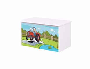 Obrázok Truhla na hračky Traktor- Biela