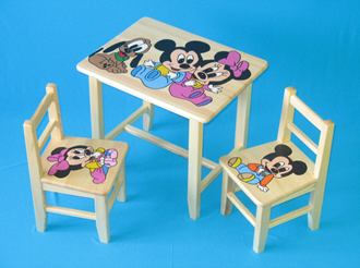 Obrázok z Detský drevený stôl so stoličkami - mini Mickey Mouse