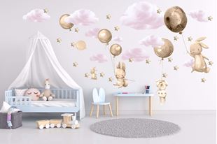 Obrázok Zajačikov, balóniky, mráčiky a hviezdičky Zlatá