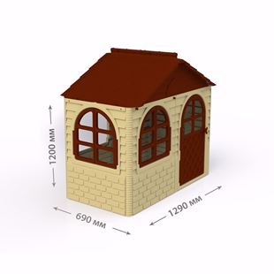 Obrázok Detský domček so závesmi - Béžovo-hnedý