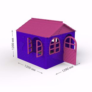 Obrázok Veľký detský domček so závesmi Ružovo-Fialový