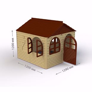 Obrázok Veľký detský domček so závesmi - Béžovo-hnedý