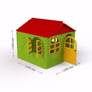 Obrázok Veľký detský domček so závesmi - Červeno Zelený