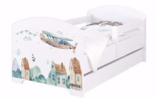 Obrázok Detská posteľ Oskar Domčeky a lietadlo 140x70 cm - Biela