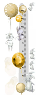 Obrázok Meter na stenu - Zajačikov a balóniky Zlatá