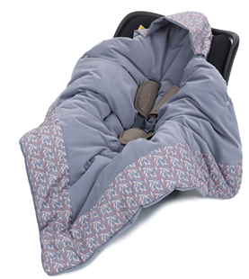 Obrázok Zavinovacia deka s kapucňou Lístočky Sivá