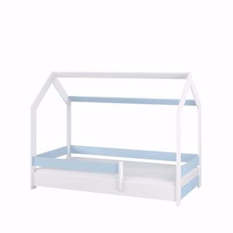 Obrázok z Detská posteľ Domček 160x80 cm Biela + Modrá